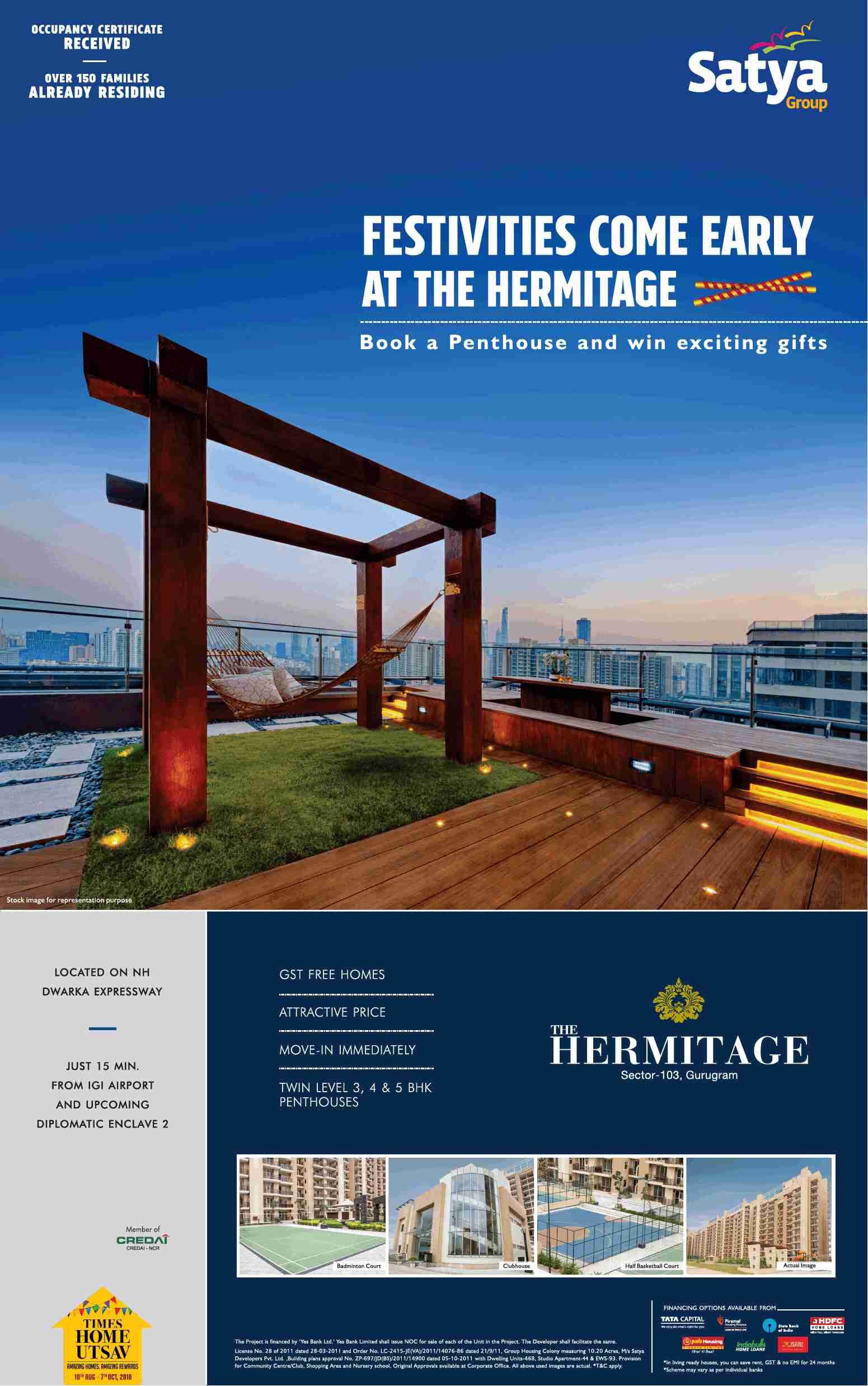 Win exciting gifts by booking a penthouse at Satya The Hermitage in Sector 103, Gurgaon Update